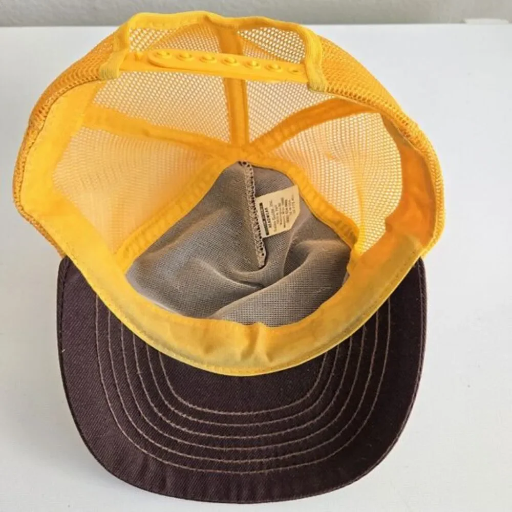 Vintage Case North American Excavator Rodeo Trucker Hat Snapback Cap‎ Brown Gold